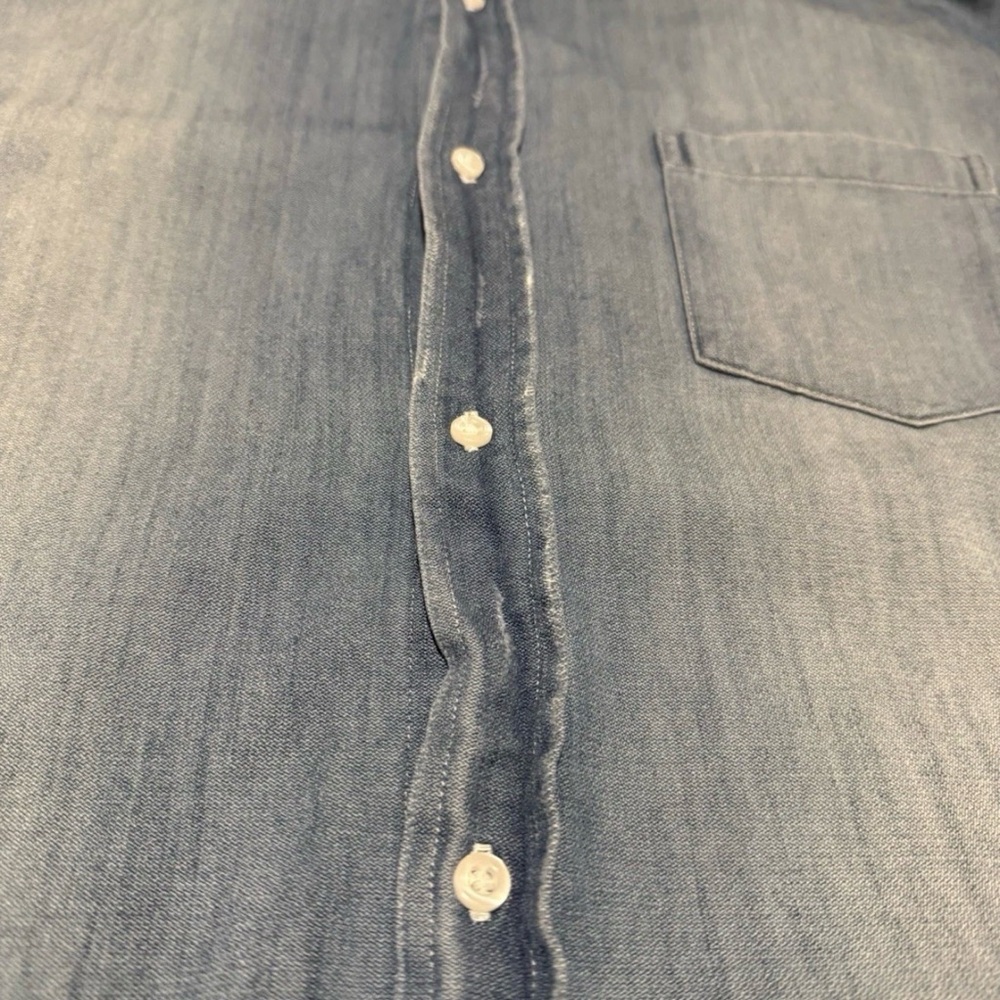 Frank & Eileen Eileen Denim relaxed Barry Woven Button Shirt Distressed Italy - Picture 3 of 13